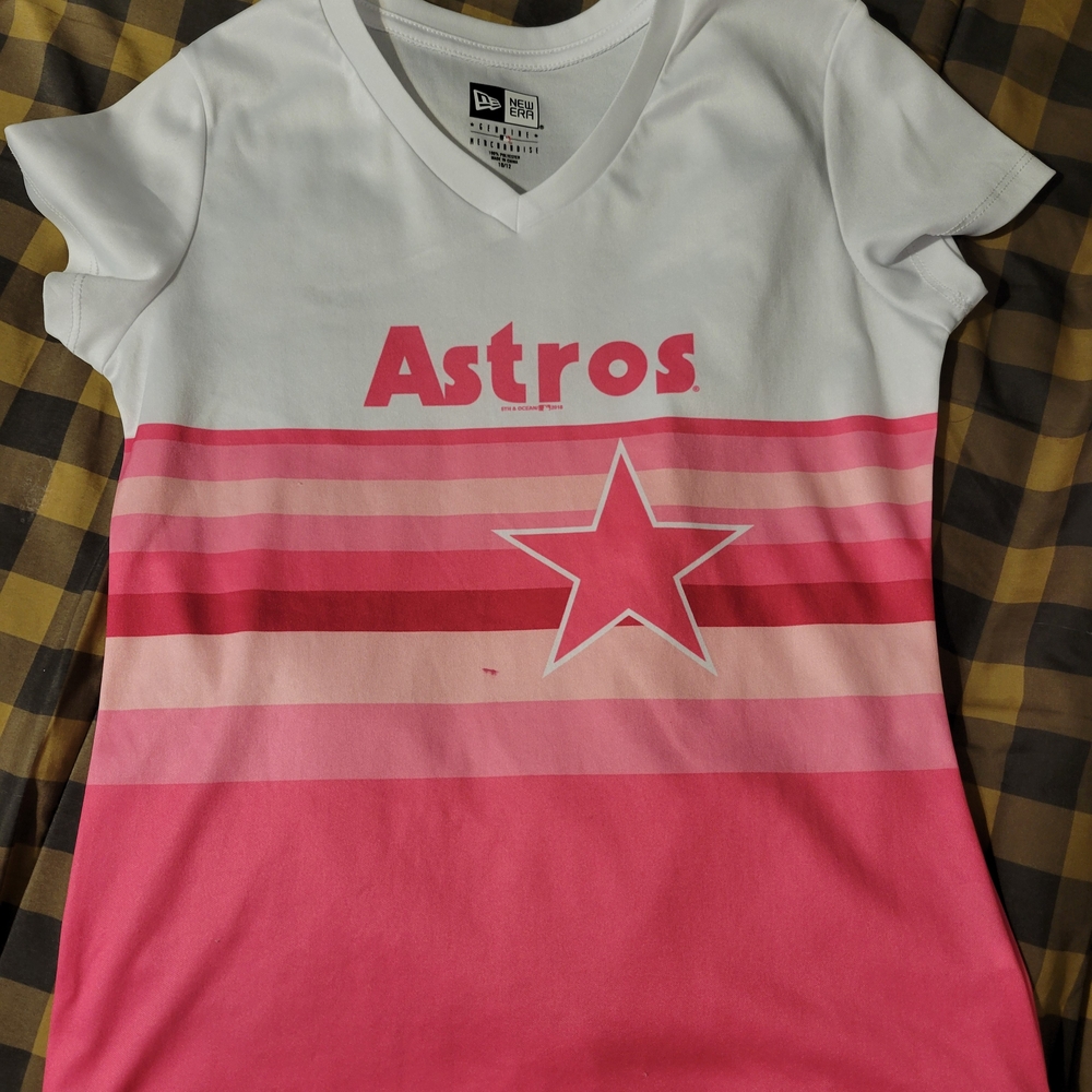 New Era Pink and White Astros Short Sleeve Tee